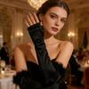 Wedding Gloves Proms White Gloves Feather Long Gloves for Operas Women Lady Proms Costume Accessories