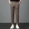 Light Luxury Winter Woolen Trousers Men's Casual Pants Men's Slim Straight Trousers British Elastic Casual Trousers Nine Points