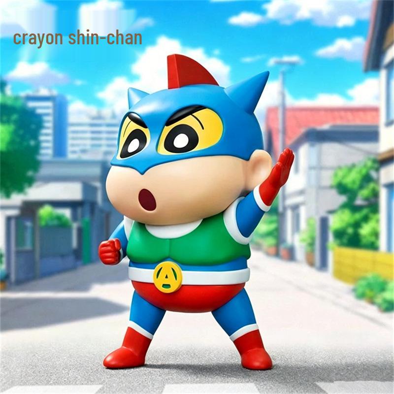 Genuine Crayon Shin-chan Medium Figure: Dynamic Kamen Sunflower Design, 21-22cm Tall Desktop Ornament