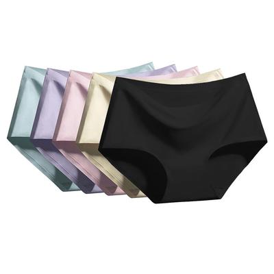 Kadın Dikişsiz Külot Buz Ipek Orta Bel Külot Knickers İç 5 Adet