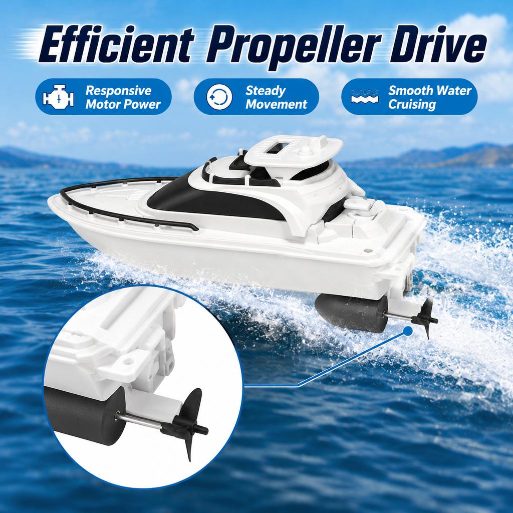 2.4GHz High Speed RC Boat Waterproof Remote Control Speed Boat Dual Motor Electric Racing Boat Outdoor Water Toy for Kids Boys