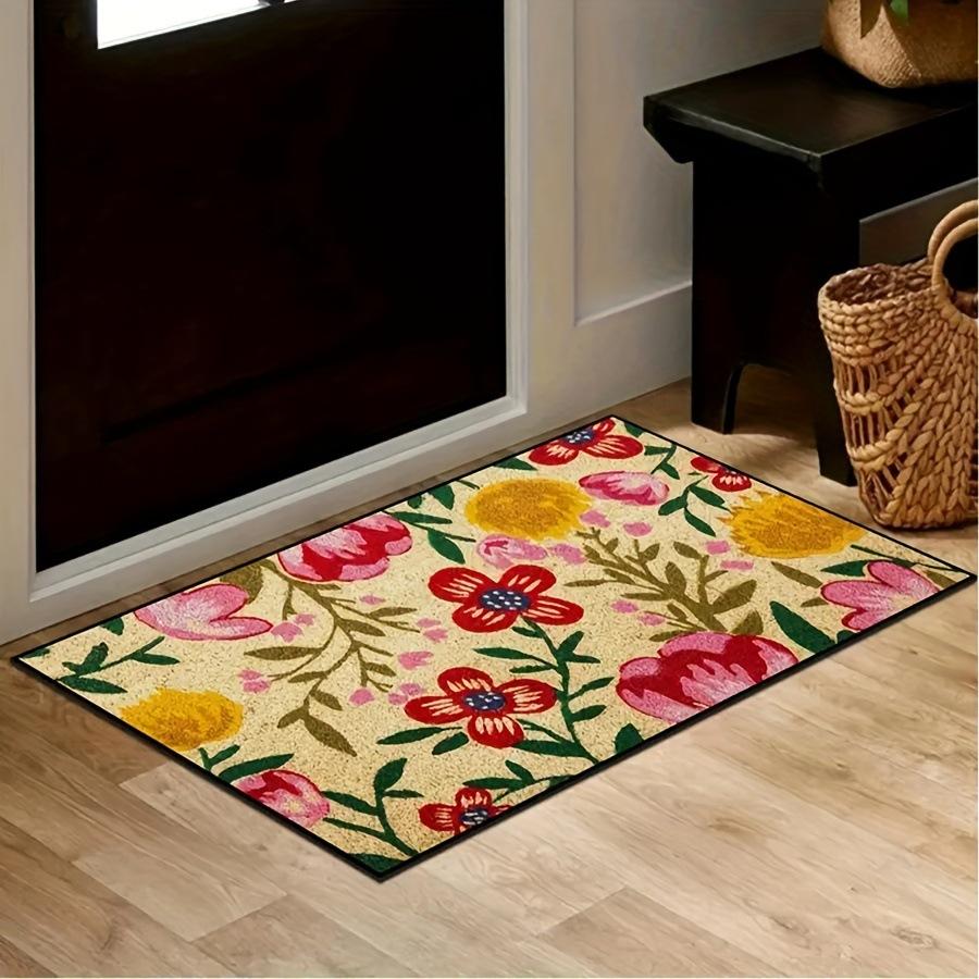 Welcome Entryway Carpet Mat - Decorative Pattern Heart Floral Elf Sunflower Festive Daily Decorative Home Decoration Rug