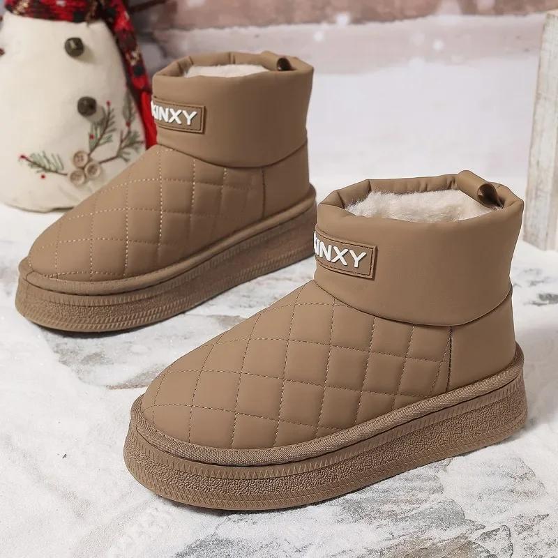 

Fashion Snow Boots for Women 2024 Winter Slip-on Warm Bread Waterproof Boots Plus Velvet Women s Boots Short Cotton Shoes for Women 36 хаки
