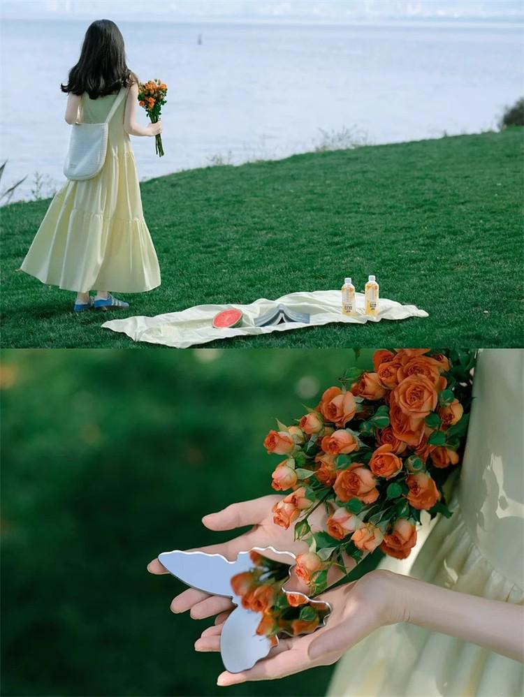 Summer 2025 Women's Petite Seaside Apricot Spaghetti Strap Maxi Dress