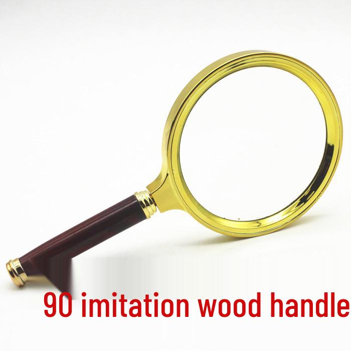 

90mm Plastic Mahogany-Style Handle Magnifier with 5x HD Glass Lens for Elderly Reading
