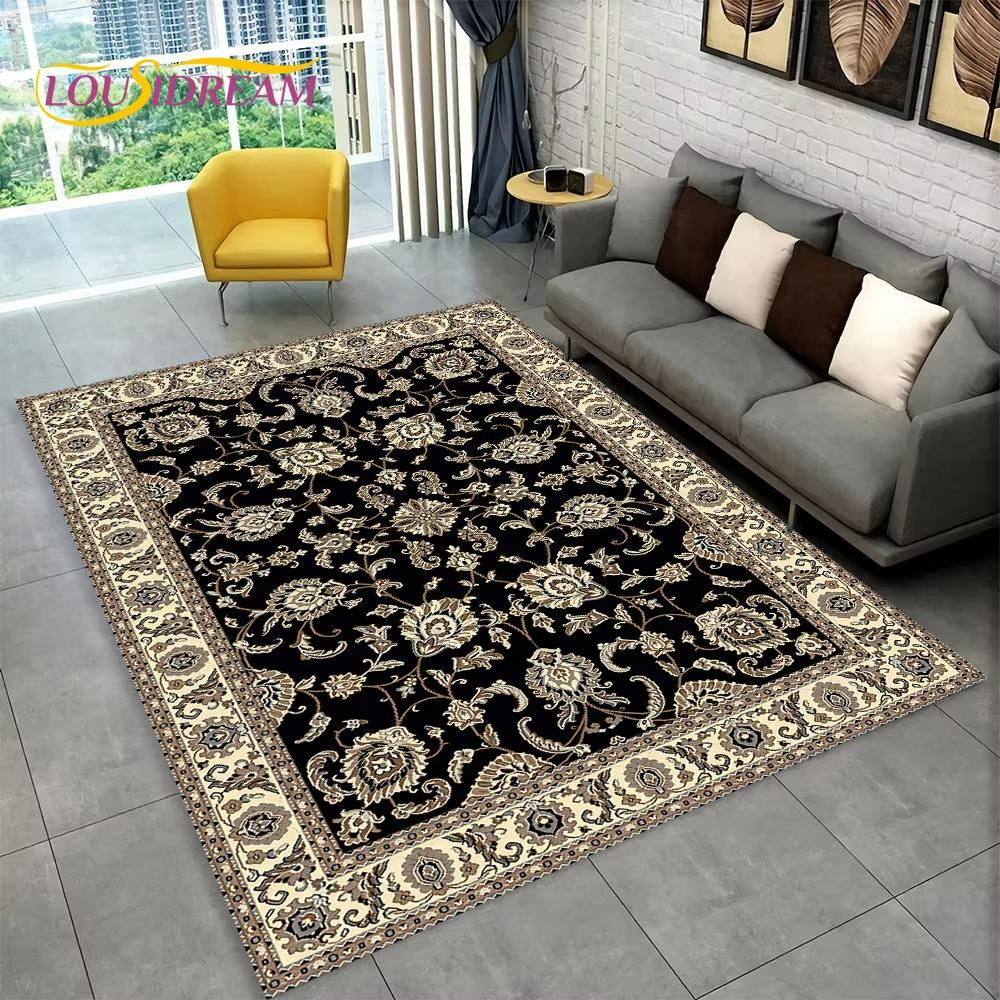 Red Turkish Floral Print Carpet Living Room Sofa Decor Bedroom Bedside Nonslip Rug Lounge Coffee Table Floormat Welcome Rug