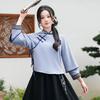 Retro Student Cheongsam Hanfu Women's Two-Piece Set - Diagonal Placket & Frog Buttons Tea Suit