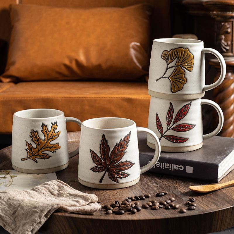 Retro simple ceramic Chinese pastoral breakfast ins wind mug, creative home personalized water cup coffee cup