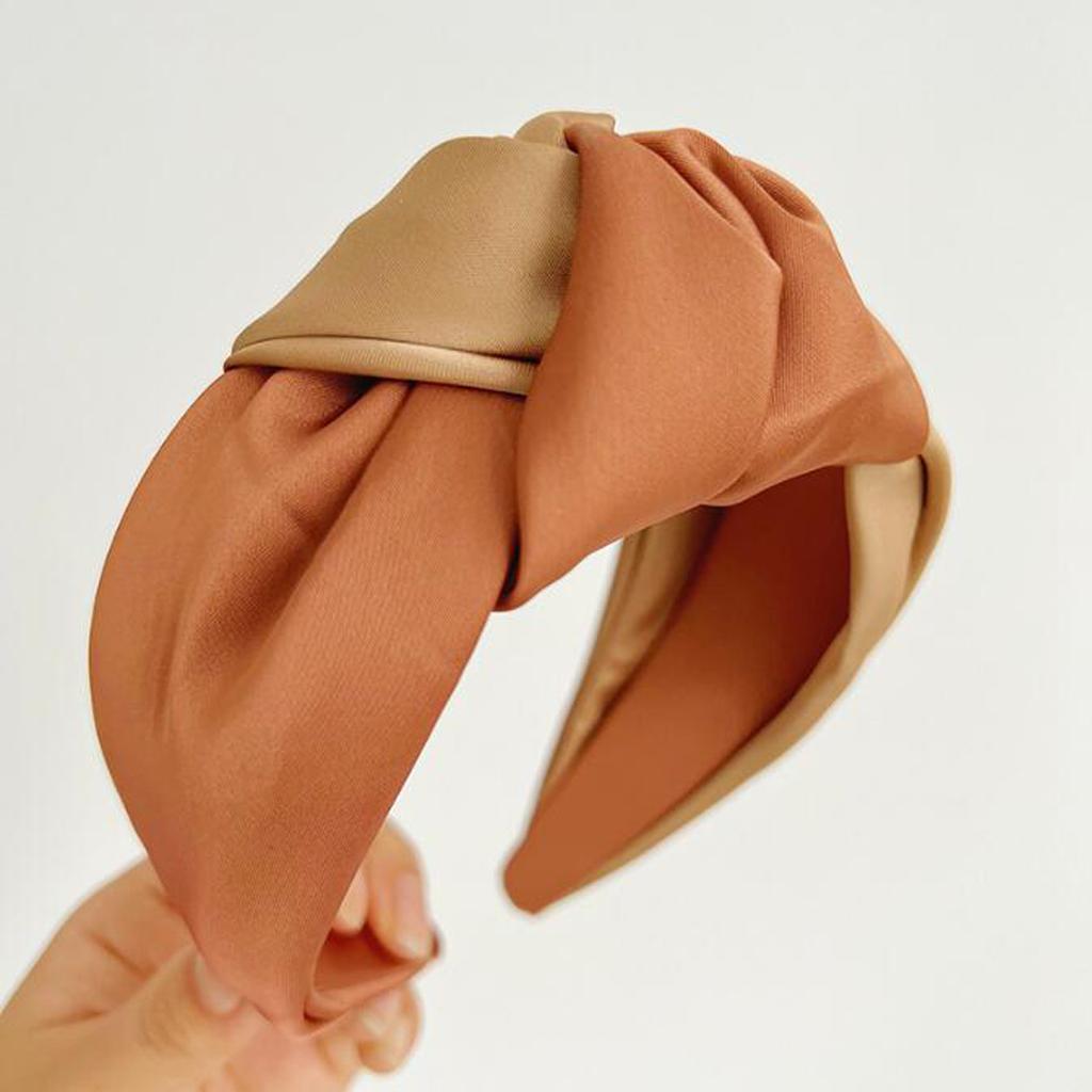 PROLY Ny Mode Dam Pannband Över Sidan Bred Sida Hårband Mittknut Patchwork Huvudbonad Höst Håraccessoarer