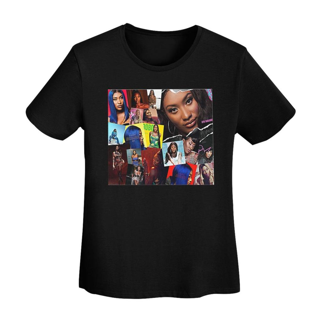 Aya Nakamura T-Shirt Damen Kurzarm T-Shirts Rundhalsausschnitt Kleidung Baumwolle Sommer T-Shirts Streetwear