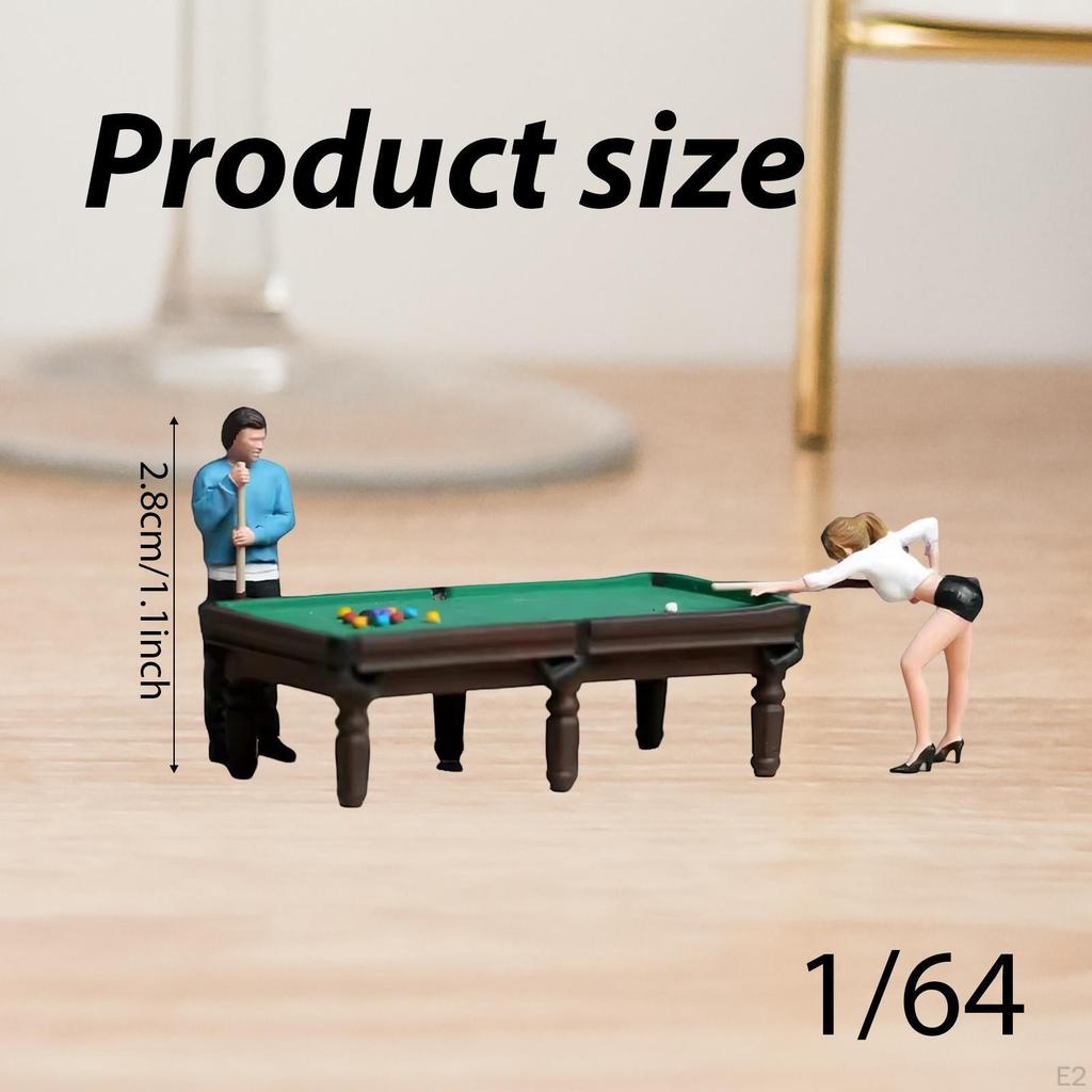 Mini Billiards Scene Hand Painted Figure Model Diorama Decoration Gift Resin Miniature Figurines for