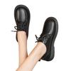 Women's British Style Leather Lace-up Loafers - Casual Soft Sole Autumn Flats