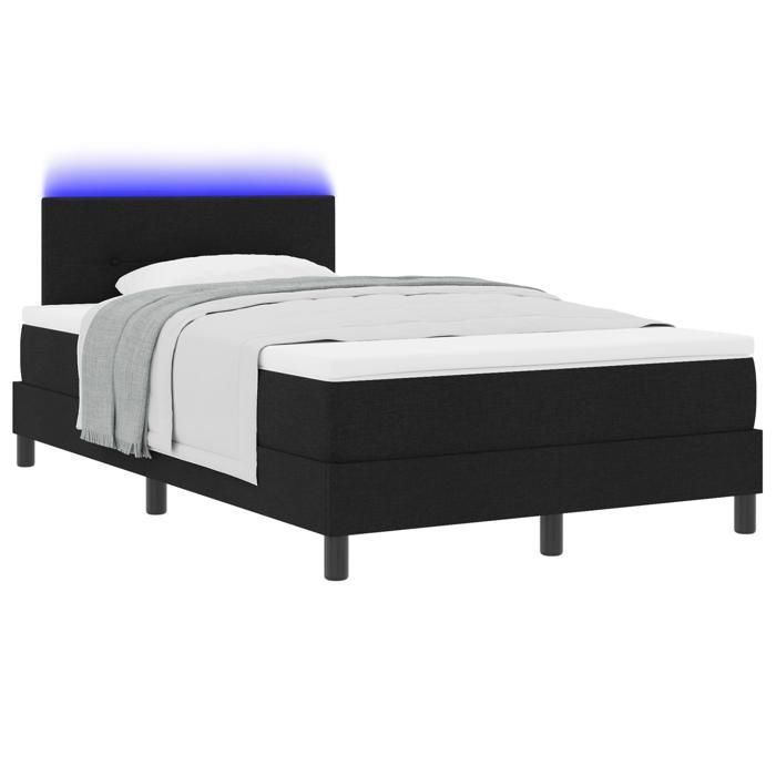 VidaXL Lit box spring avec matelas &amp; LED noir 120x190 cm en tissu 3342193