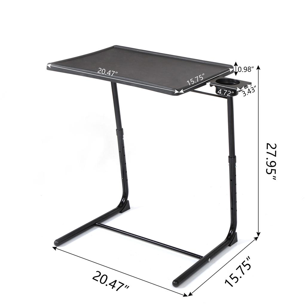 Set of 2 Portable Computer Table Office Desk Height & Angle Adjusting Furniture, Black