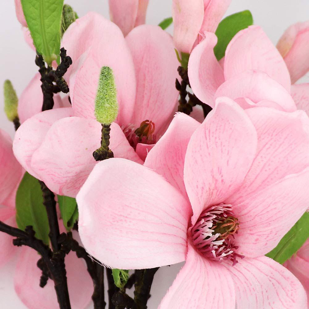 6PCS Artificial Magnoliaceae White Color Multifunctional Faux Stem Flower for Party Living Room Office Restaurant