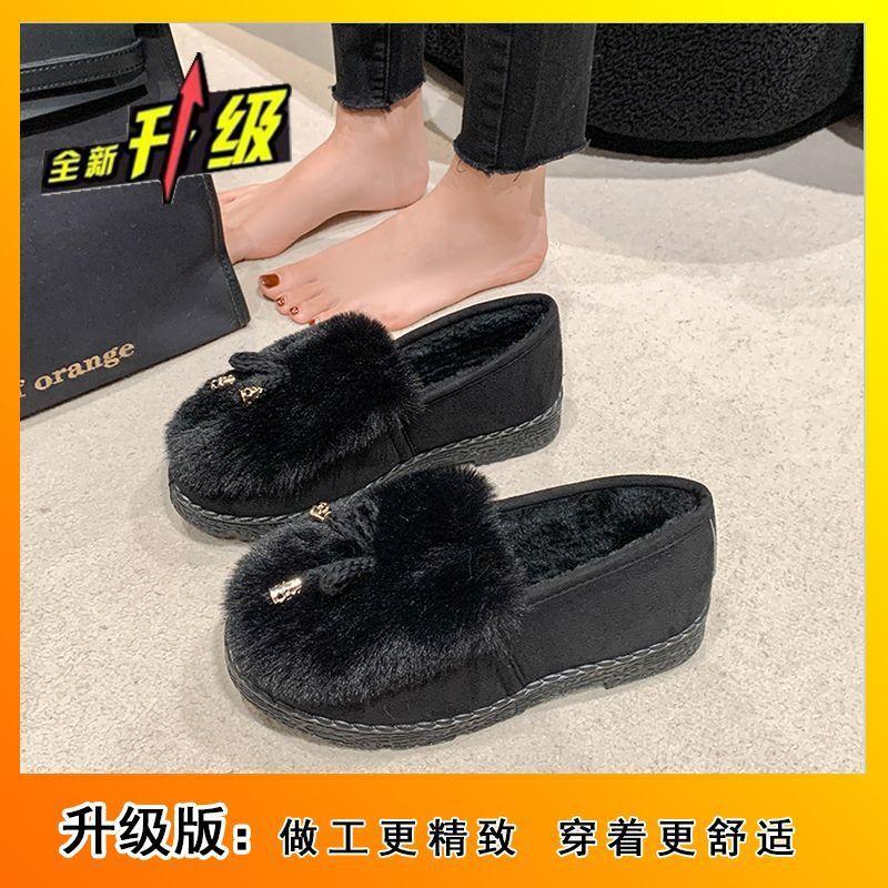 Shoes Flat-soled Black Single Shoes Soft-soled Old Beijing Cloth Shoes Women's 2025 Autumn and Winter New Fashion Leopard Print