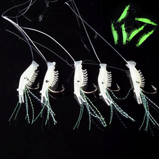 5 st Lysande Konstgjorda Räkbeten Fiskebete Enkelkrok Utrustning Crankbait