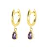 2207ER2 S925 Sterling Silver Teardrop Hoop Earrings Muti Color Zircon CZ Circle Round Loops Crystal Women Piercing Earring