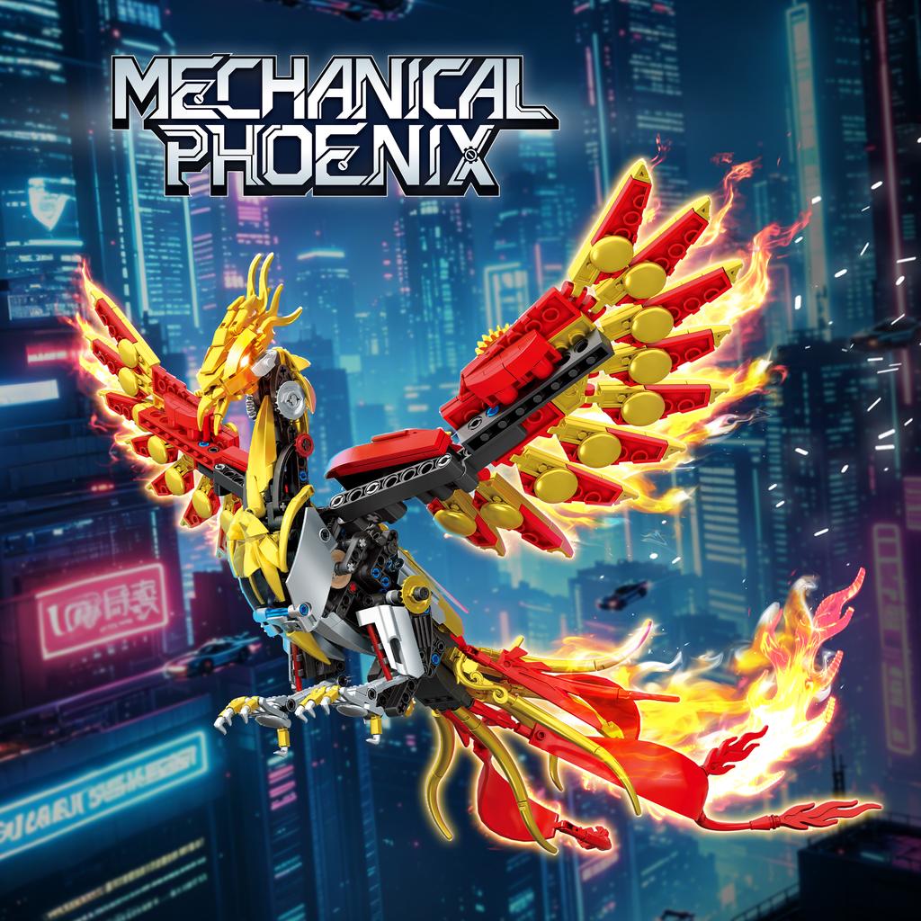 901pcs Phoenix Mechanical Model Building Blocks DIY Assembly Toy Educational Fun Creative Handcraft PVC Plastic Model Kit JQ1152