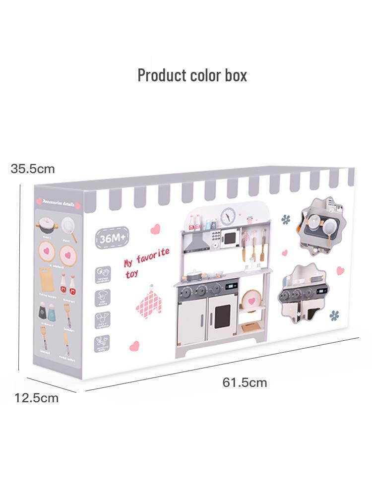 Children's Nordic Style Wooden Play Kitchen Set with Fridge and Oven