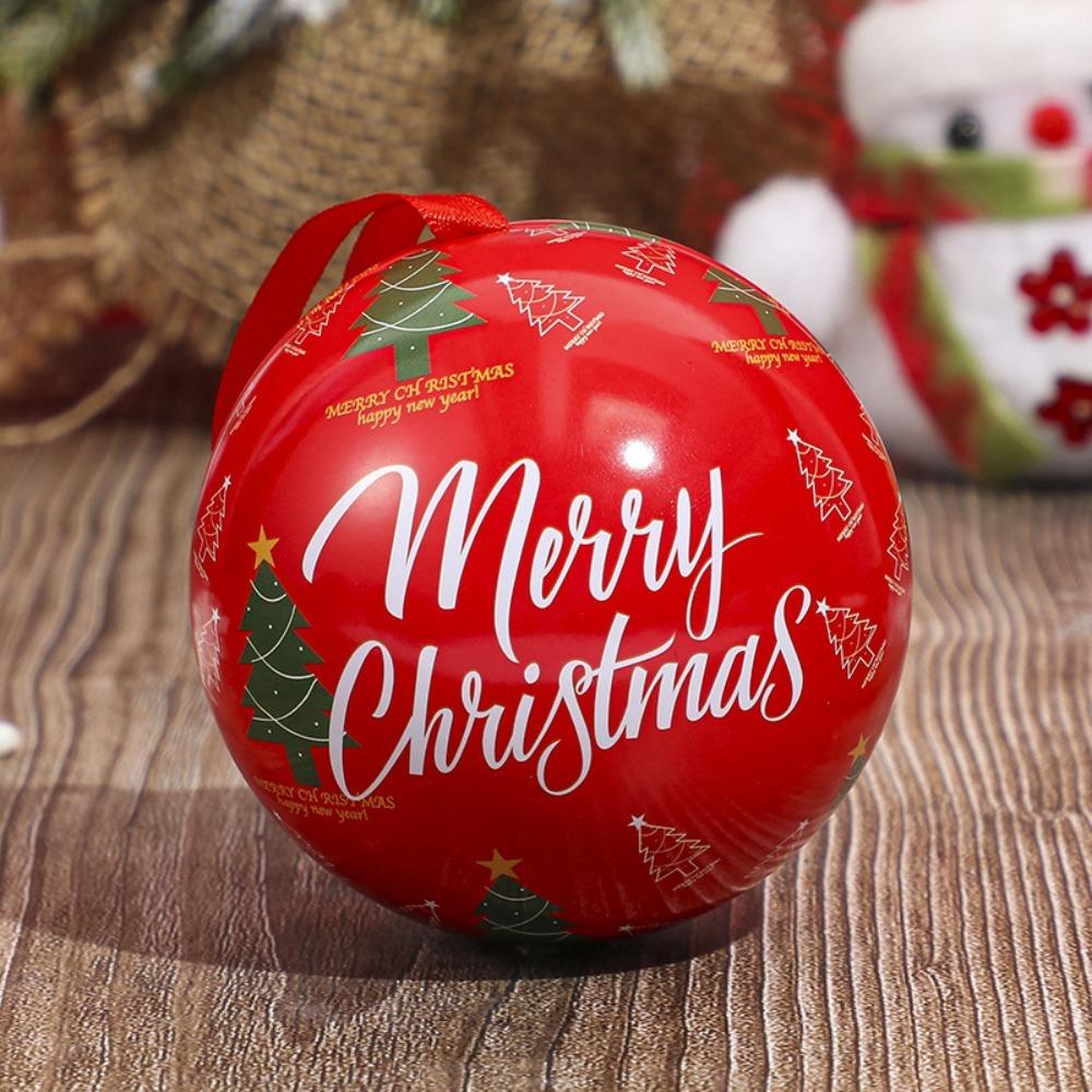 

Pendant Ornaments Christmas Tree Balls Tinplate Christmas Candy Ball Box Party Supplies 8