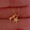 Stainless Steel Waterproof Cowboy Boot Choker Necklace Creative Cowgirl Hat Rhinestone Star Pendant Polished Gold Color Jewelry
