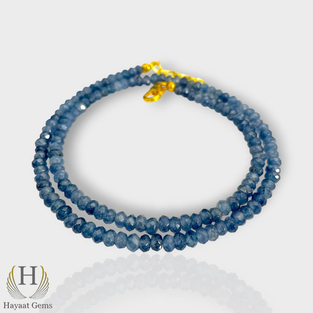 Blue Sapphire Rondelle Beaded Necklace | September Birthstone Jewelry