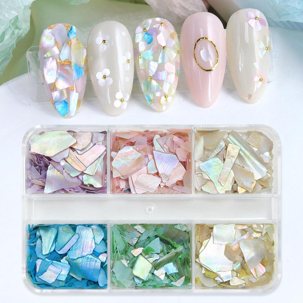 Friendly Rainbows Shell Nail Decoration 6 Multicolor Options Waterproof Manicure Embellishments For Home Salon DIY Enthusiasts
