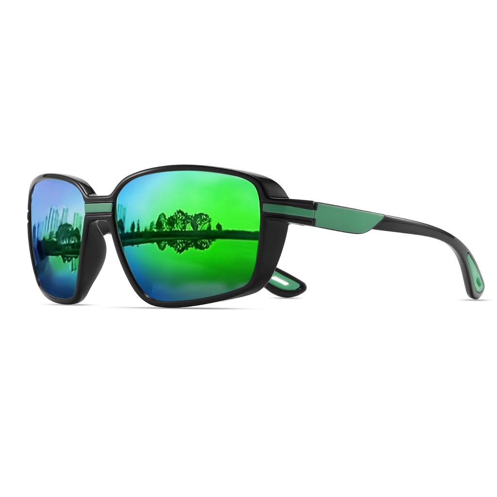 Classic Square Retro Polarized Sports Sunglasses - Oversized Wraparound Frame, UV400 for Fishing, Running, Hiking & Travel