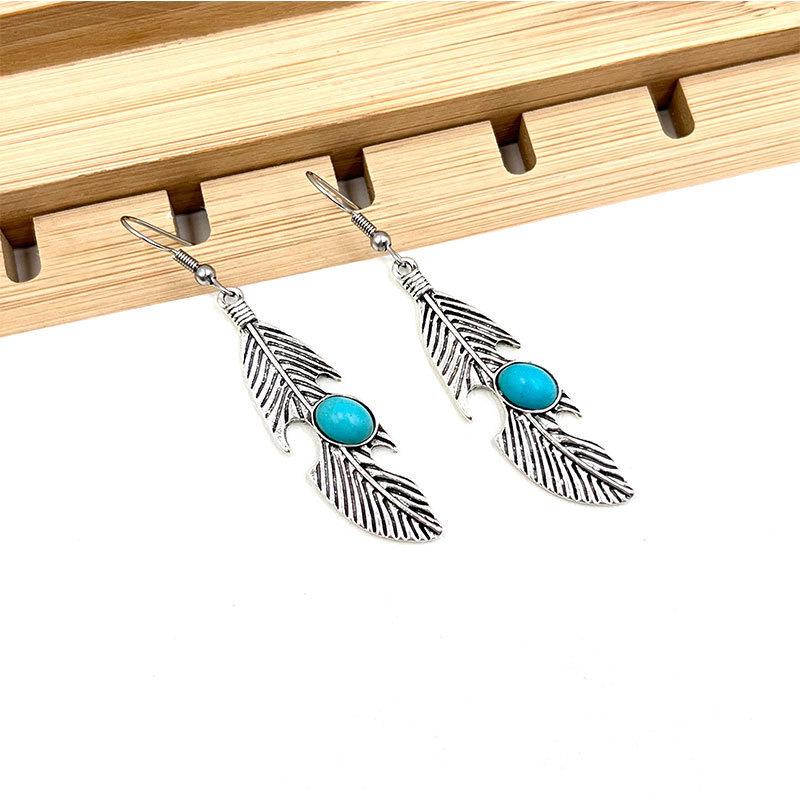 Trendy and popular retro versatile feather earrings exaggerated tree leaf temperament earrings women's earrings ear hooks