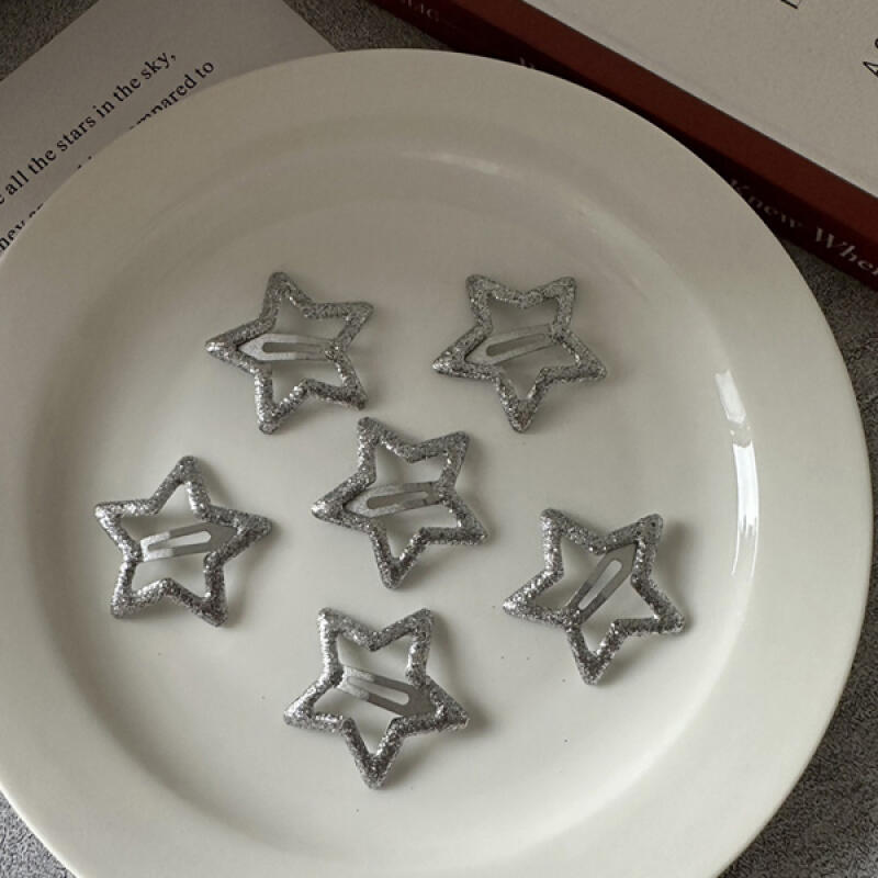 [Set of 6] Pointy Glitter Snap Hairpin Point Pin Pink (set of 6)