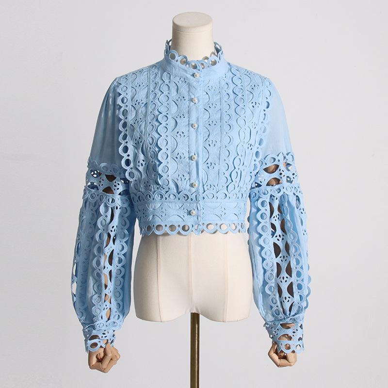 Damen Vintage Hofstil Spitze Prinzessin Ärmel Solide Langarm Top Langer Rock Anzug