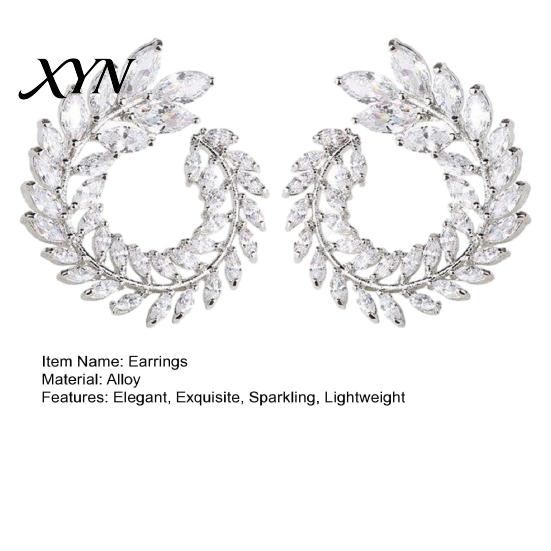 Women Alloy Earrings Laurel Leaf Hoop for Women, Silver Plated Earrings, Statement For Elegant Circular Fashion Jewelry Party Daily Wear Dazzling