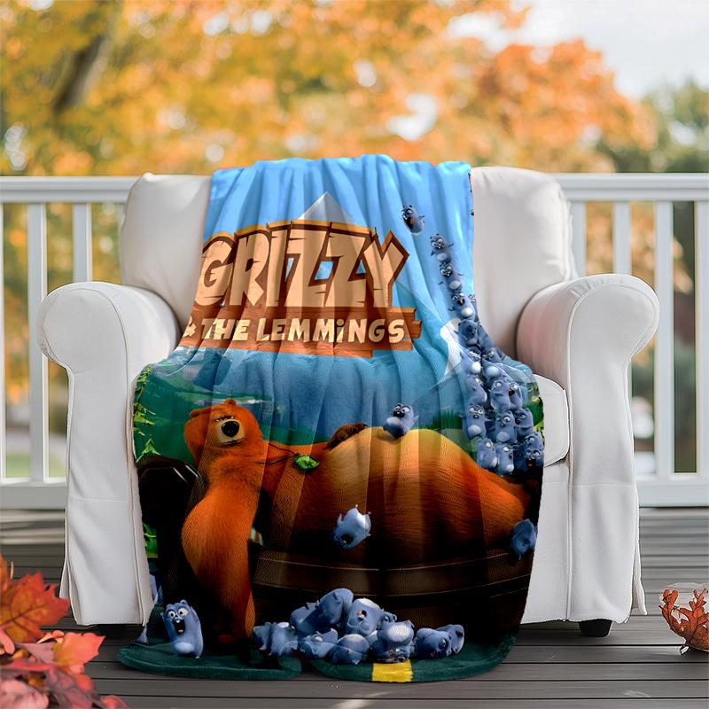 Grizzly & Lemminge Flanelldecke Weich Warm Ganzjahresdecke, Design für Camping, Autoreisen, Wandern Sofa, Bett, Büro Perfektes Geschenk für Partys