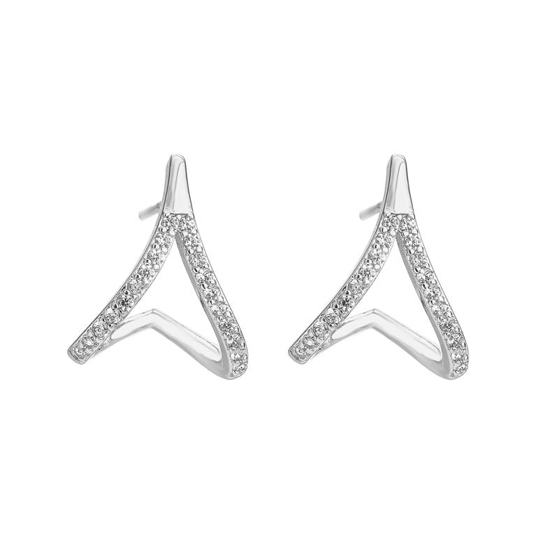 HECHENG, Claw Ear Hook Clip Earrings for Women Four-Prong Setting CZ Gold Color Ear Earrings Fashion Zircon New Year Gift
