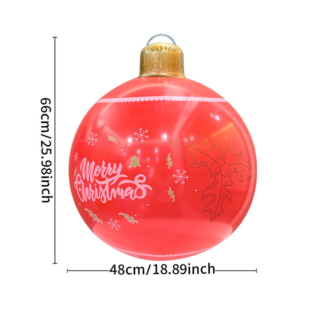 48cm Christmas Inflatable Ball Pendant Colored Xmas Print Ball Decoration Ornament Celebration Ball Party Home Festive Decor