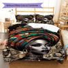 Black Women Pattern Bedding Quilt Set Quilt Cover Pillowcase Home Decoration Gift (1 * duvet cover + 2 * pillowcase, without core)
