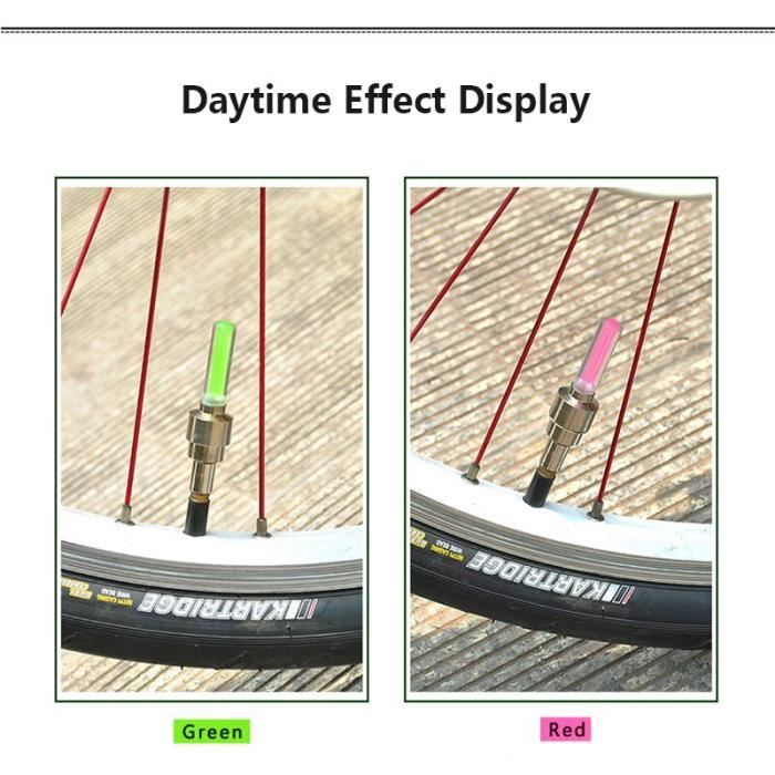 2pcs Vélo Lumière Sans Batterie Montagne Vélo De Route Vélo Lumières LED S Bouchons De Valve De Pneu De Roue Rayons Bleu -WGHY1341