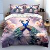 Elegant Peacocks And Pink Roses Duvet Cover Set With 3D Printing Design Soft Polyester Bedding Set All-Season Comfort