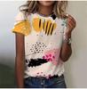 2025 Casual Sports Women's T-shirt Summer New Garden Collar Short Sleeve Geometric Irregular Loose Lightweight Casual