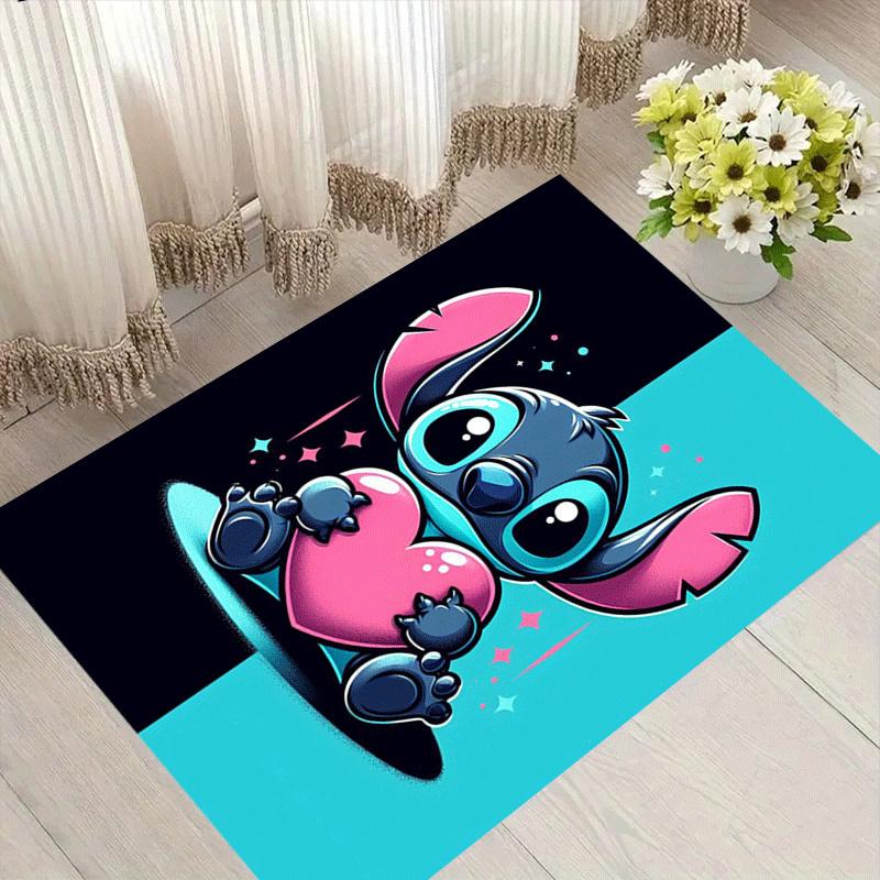 

1pc Cute Stitch Pattern Area Rug Soft Flannel Floor Mat for Living Room,Office,Bedroom and Carpet,Sofa Coffee Table Floor Mat 60cm by 90cm