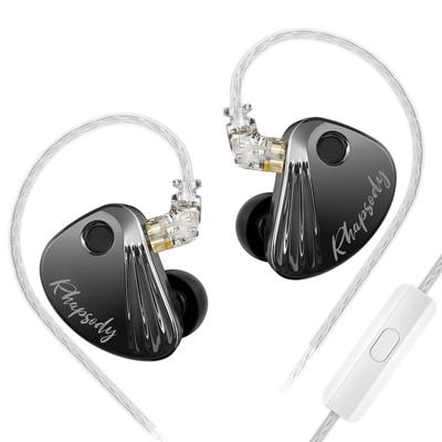 CCA Rhapsody Tunable Hybrid In-Ear Monitors, 2 Dynamic Drivers and 4 Balanced Armature HiFi In-Ear Headphones (with Microphone, Black - 3.5mm)