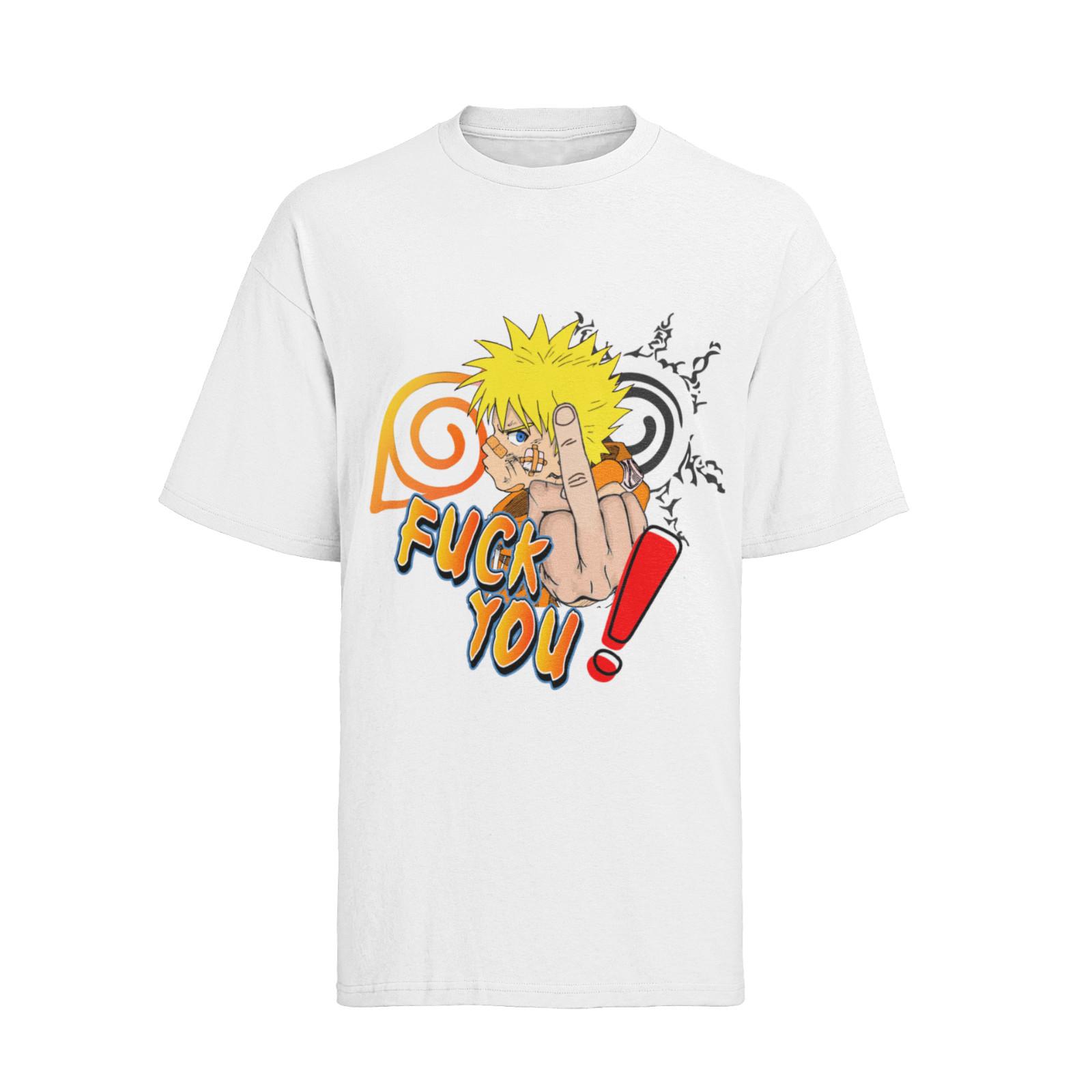 Anime Naruto Kid Men s T-Shirt Mens Womens Tees Top Organic Cotton Fuck You Middle Finger Funny S