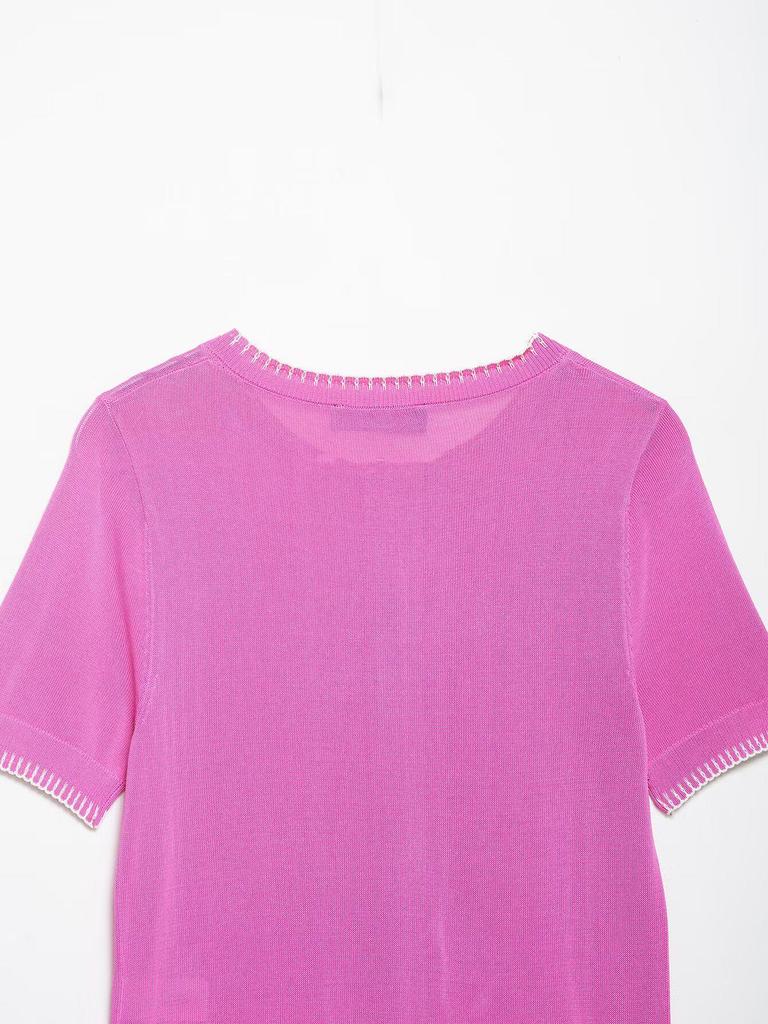 2026 Spring Women's Solid Color Loose Knit Short Sleeve Top - European & American Style