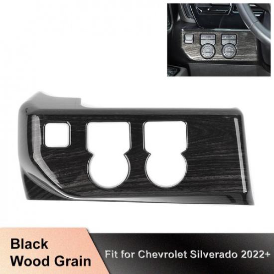 Black Wood Headlight Switch Panel Trim Cover For Chevy Silverado 22+Accessories