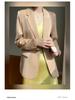 White Silk Satin Women's Suit Jacket - High-End Korean Style for Spring/Autumn 2025