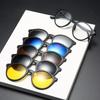 5 In 1 Magnet Sunglasses Women Polarized Clip On Glasses Men Round Prescription Optic Reading Glasses Driving Sun Glasses F