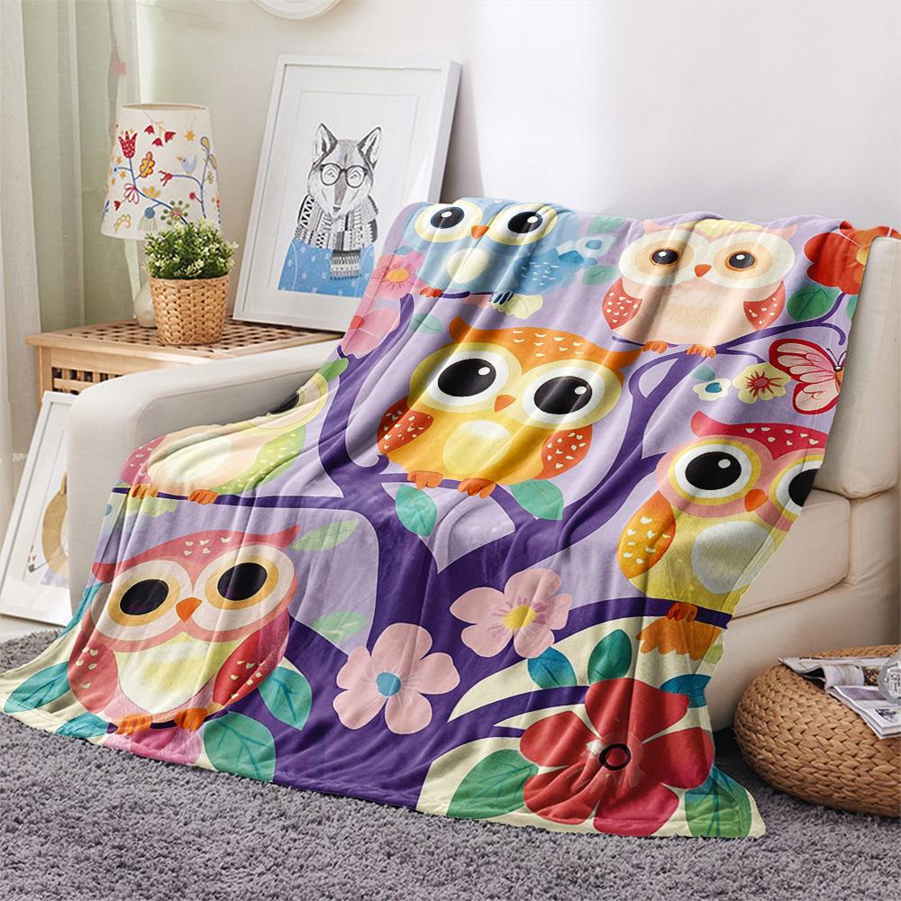 Flanelová deka s potiskem soviček, Vysoce kvalitní, Pohodlná pro všechna roční období, Domácí dekorace, Teplo a pohodlí, Perfektní jako vánoční dárky