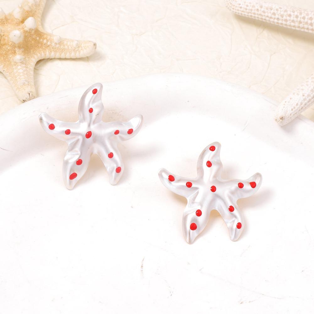 Colorful Drop Oil Simple Metal Geometric Starfish Earrings for Women Ocean Leisure Style Exquisite Earrings Jewelry Accessories