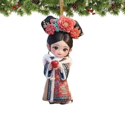 Keychain Pendant Red Fruit Symbolic Charm Traditional Qing Dynasty Style Girl Charm Key Chain Peace Good Fortune Handbag Keyring Car Decoration